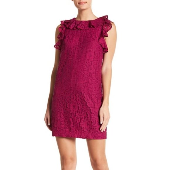 Trina Turk Oakray Lace Ruffle-Trim Dress - Picture 1 of 3